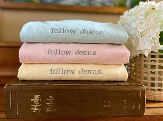 Follow Jesus | Embroidered Organic Cotton Tee