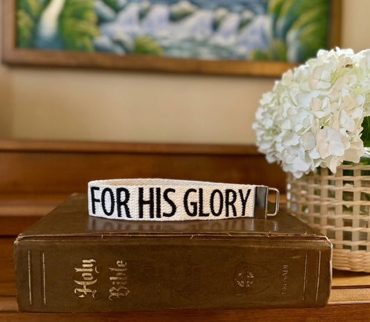 For His Glory| Embroidered Cotton Keychain