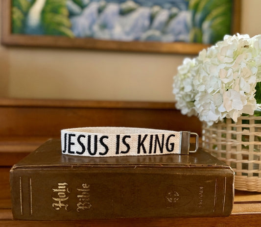 Jesus is King | Embroidered Cotton Keychain